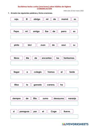 Escribimos oraciones
