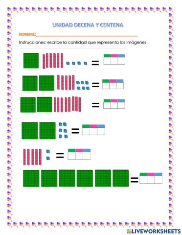 Unidad, decena y centena