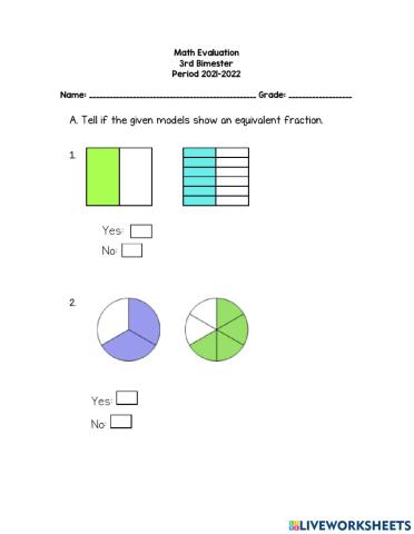 Math Evaluation 3rd Bimester