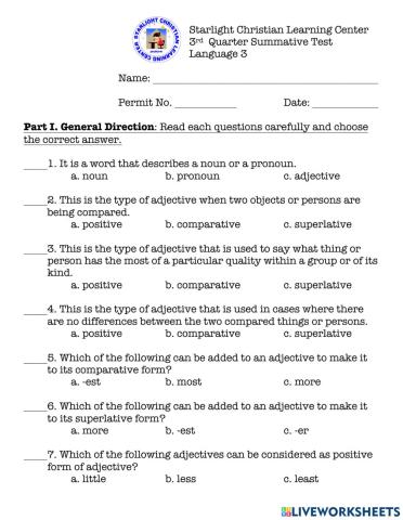 Lang3-Q3-Exam 2021-2022