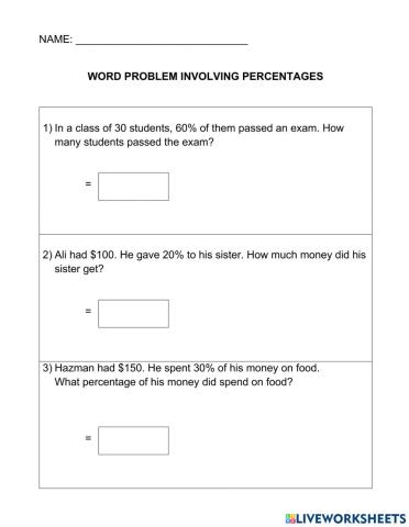 Percentage Word Problem