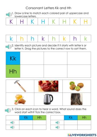 Consonant Letters Kk and Hh