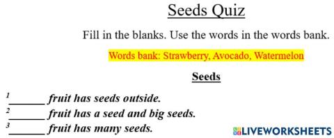 Science Seeds Quiz (23.3.2022)