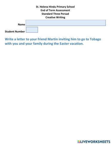 Creative Writing Assessment