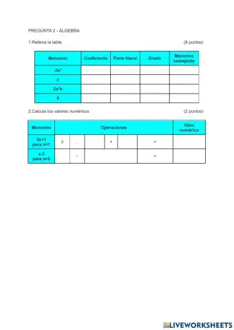 Pregunta 2 Álgebra