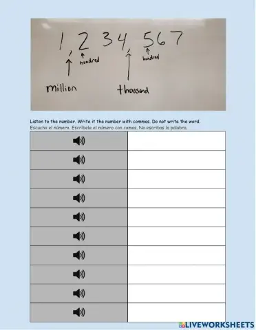 Numbers- Listening and Speaking