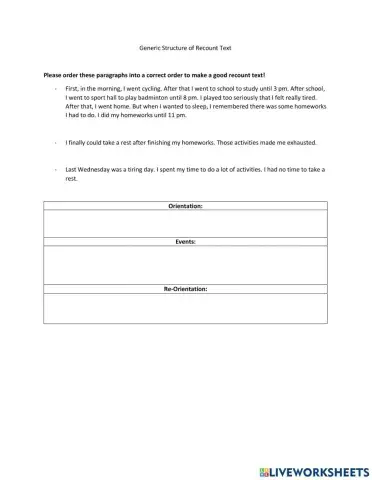 Generic Structure of Recount Text