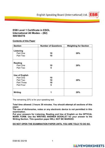 ESB B2 2021B LISTENING