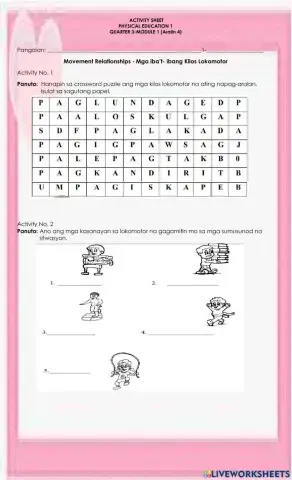 Movement Relationships - Mga iba’t- ibang Kilos Lokomotor