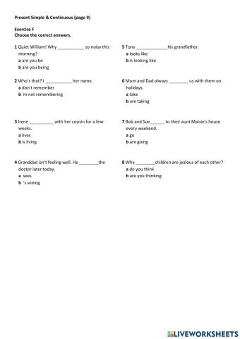 Present Simple and Continuous