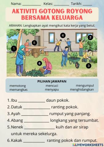Aktiviti gotong royong bersama keluarga