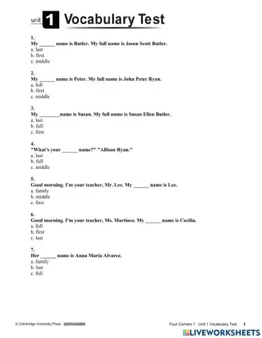 Names and titles - possessive adjectives
