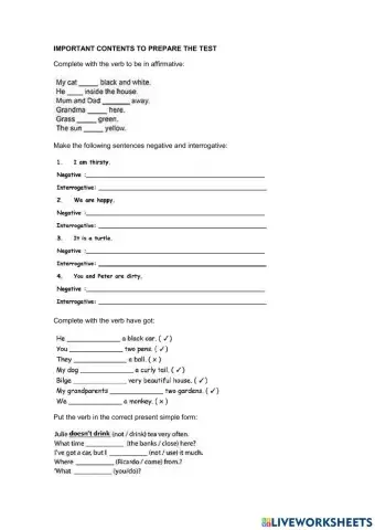 Important concepts to prepare the test