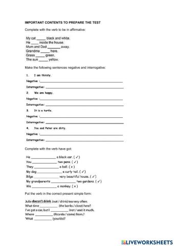 Important concepts to prepare the test
