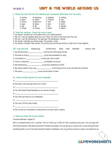 Unit 8: The world around us