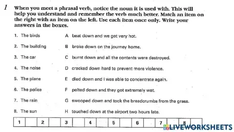 Phrasal verbs with DOWN-2