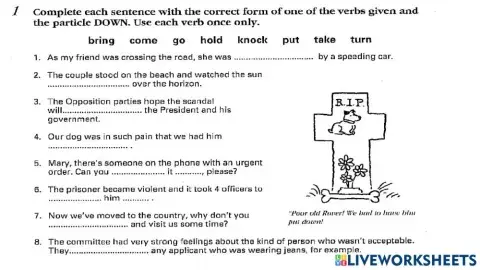Phrasal verbs - DOWN -4