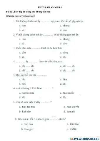 Grammar unit 9 - part 1