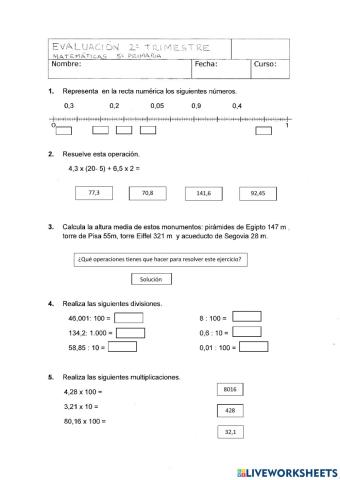 Evaluación 2º Trimestre