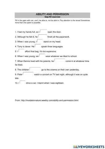 Modal verbs: ability and permission