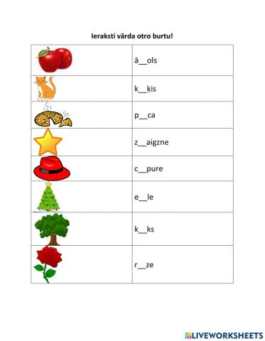 Ieraksti otro burtu!