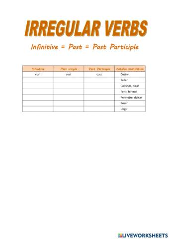 Irregular Verbs (group 1)