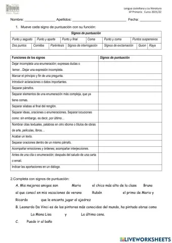 Signos de puntuación. Preposiciones, conjunciones e interjecciones.