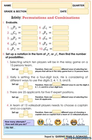 Permutations and Combinations