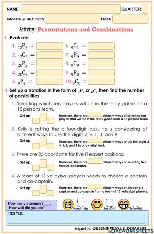 Permutations and Combinations