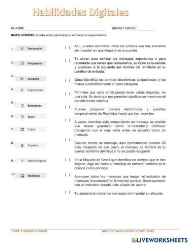 Ejercicio de etiquetas de gmail