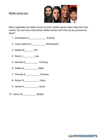 Middle names quiz