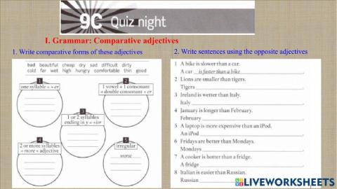 Unit 9C: Quiz night