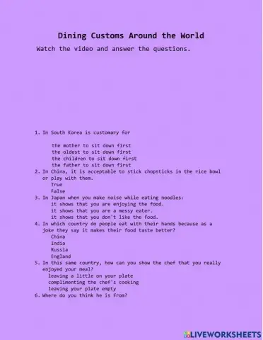 Dining Customs Around the World