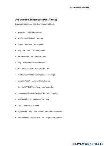 Unscramble the words