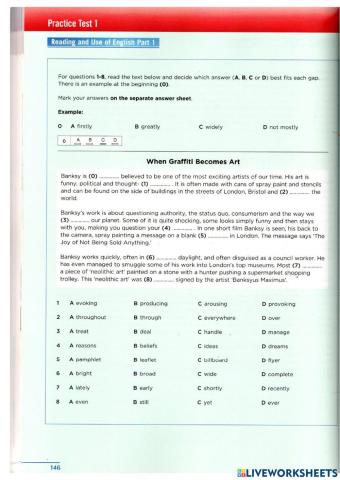 FCE reading and use of english PRACTICE TEST 1