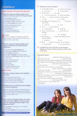 Form 3 Unit 1 Grammar - Present Simple & Present Continuous