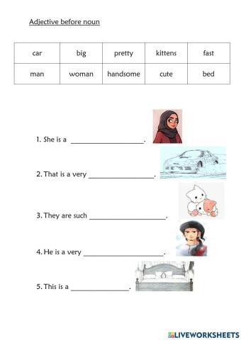 Adjectives before noun