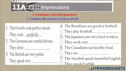 Unit 11A: First impressions