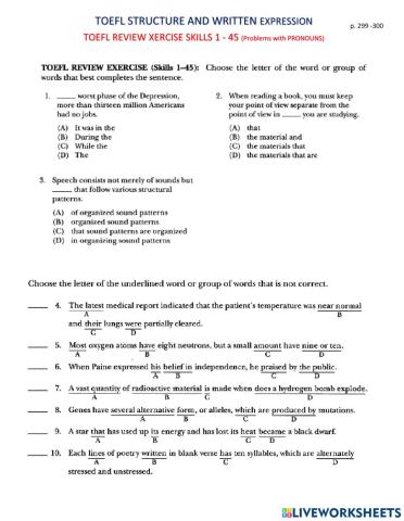 TOEFL Review Exercise Skills 1-45