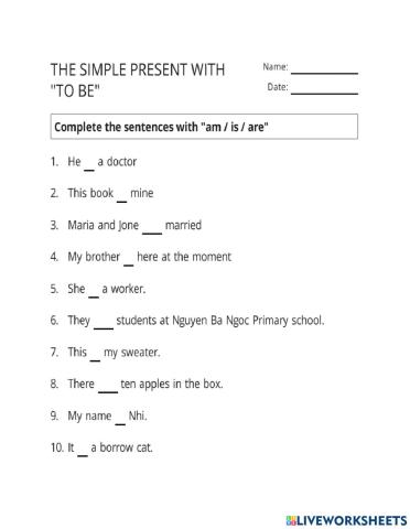 Present Simple with to be