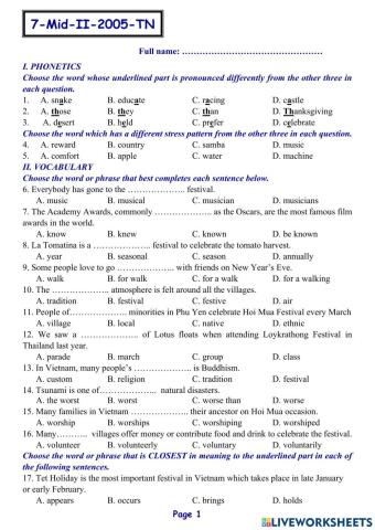 Tieng Anh Lop 7 -2nd Mid-Term Test 05