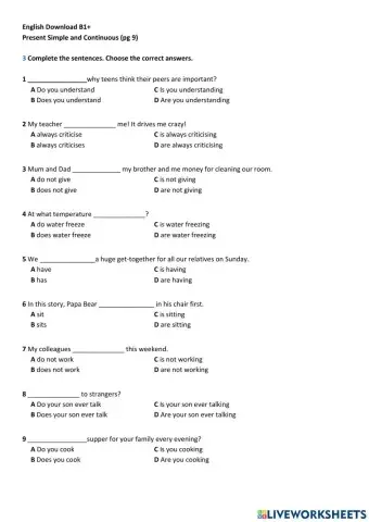 Form 5 English Present Simple and Continuous (page 9)