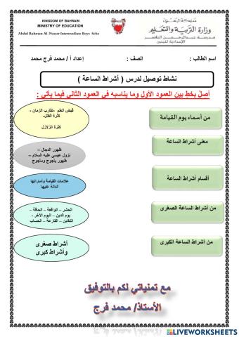 نشاط أشراط الساعة من إعداد أ -محمد فرج