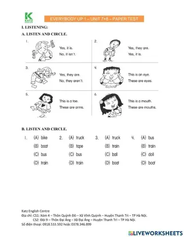 Everybody Up 1 Test Unit 7 + 8