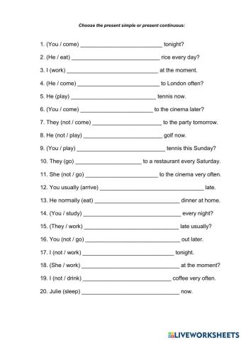 Simple present and present continuous