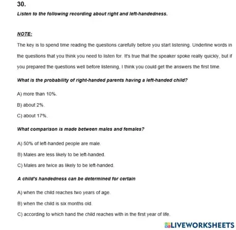 IELTS Listening Practice Exercise 30