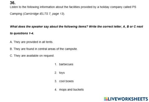 IELTS Listening Practice Exercise 36