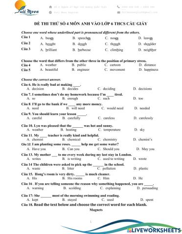 Đề số 4-THCS Cầu Giấy