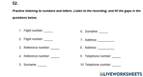 IELTS Listening Practice Exercise 52