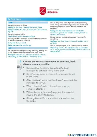 Participle Clauses Unit 8 B2+